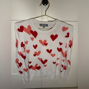 Marled Women's Heart Pattern Sweater - White and Red